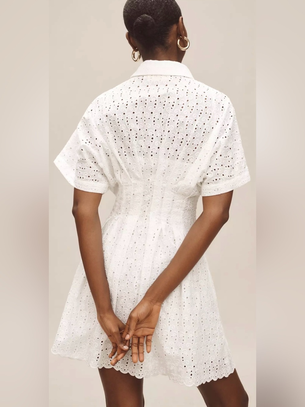 Anthropologie Exquise Tobie Eyelet Mini Shirtdress - Picture 3 of 6